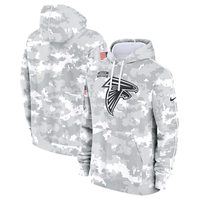 Youth Atlanta Falcons 2024 White/Gray Salute To Service Pullover Hoodie